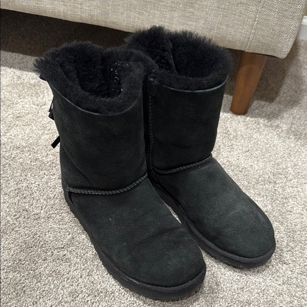 Black Winter Ankle Boots with Fur Lining